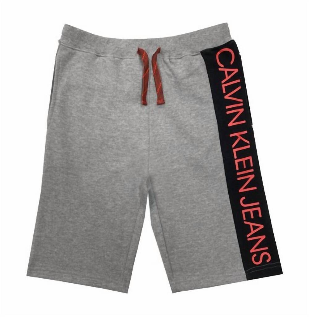 NEW CALVIN KLEIN boys logo waistband shorts in gray